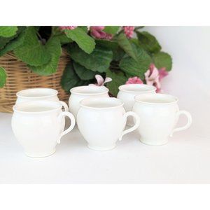 Set of 6 White Porcelain Espresso Cups Vintage White Porcelain Hospitality Set